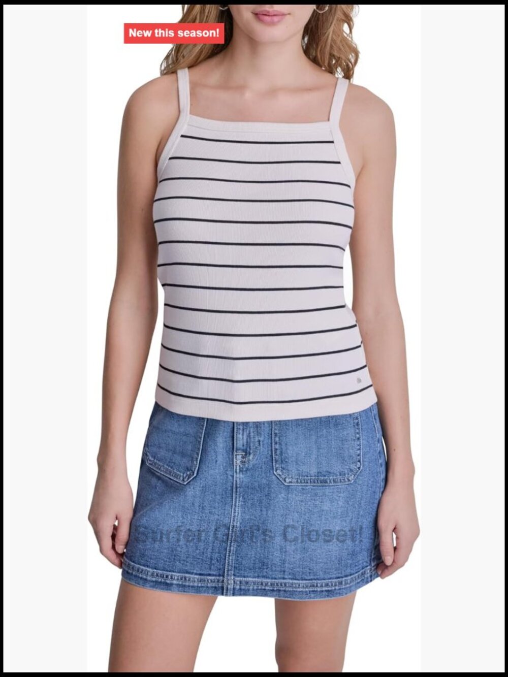 Women's Square Neck Rib Knit Tank Top Sleeveless Cotton Blend